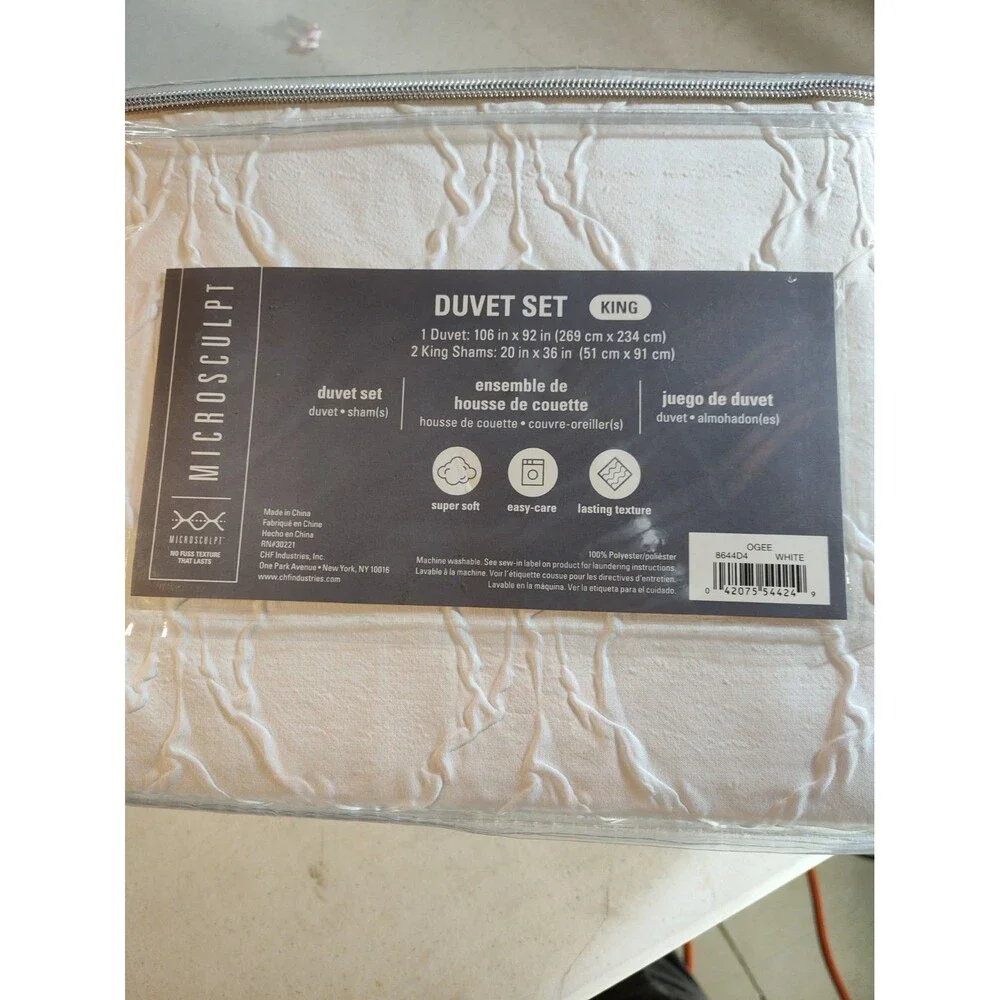 Microsculpt Duvet Set King Sz Super Soft Blasting Texture Fresh Clean white 1185